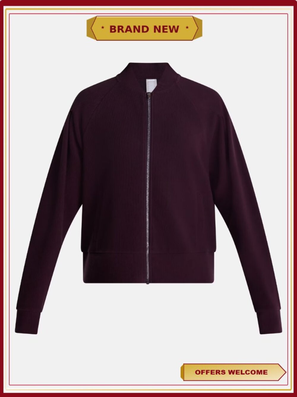 Ottoman Ribbed Full Zip Bomber Jacket - Picture 6 of 6